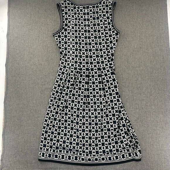 Max Studio Sleeveless A-Line Dress XS Black White V-Neckline Chain Link‎ Pattern - Picture 8 of 10